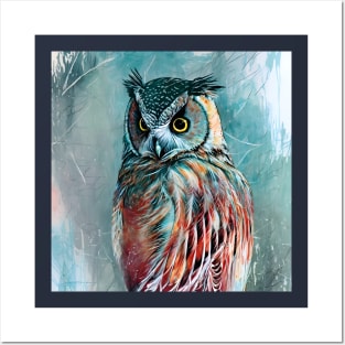 Great Horned Owl Digital Painting Posters and Art